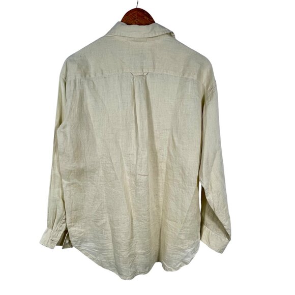 Eddie Bauer 100% Linen Button-Up Shirt Womens M Cream Hong Kong - Picture 3 of 8